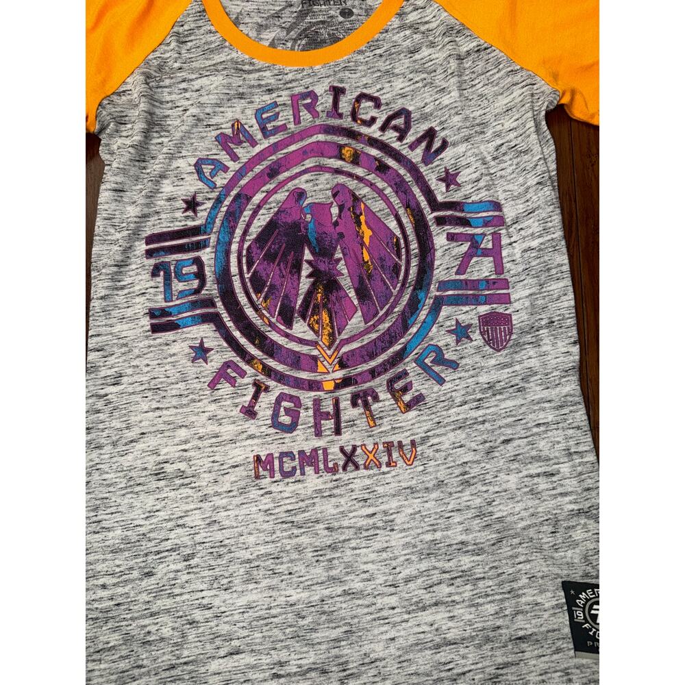 Small American Fighter Clarion 3/4 Raglan women's top shirt